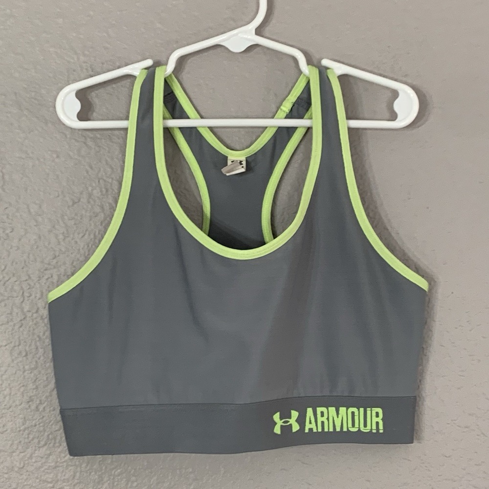 Under Armour Mid Crossback Women's Size M Gray Green Compression Sports Bra - Picture 4 of 7